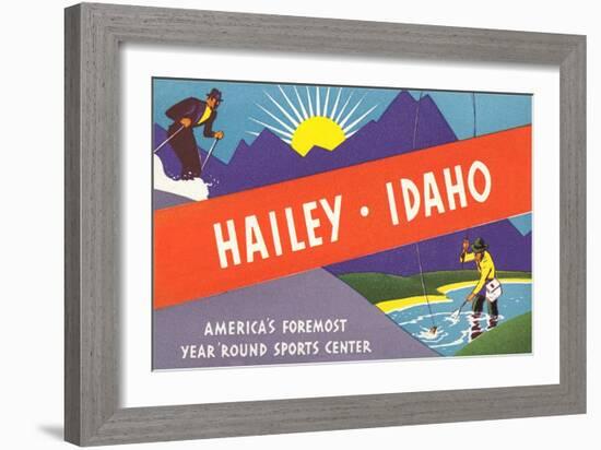 Travel Poster Hailey, Skiing, Fishing-null-Framed Art Print