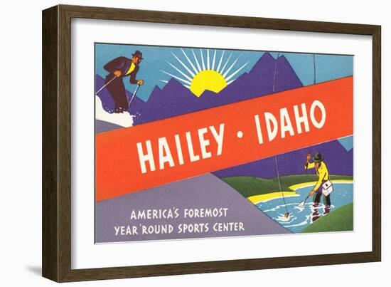 Travel Poster Hailey, Skiing, Fishing-null-Framed Art Print