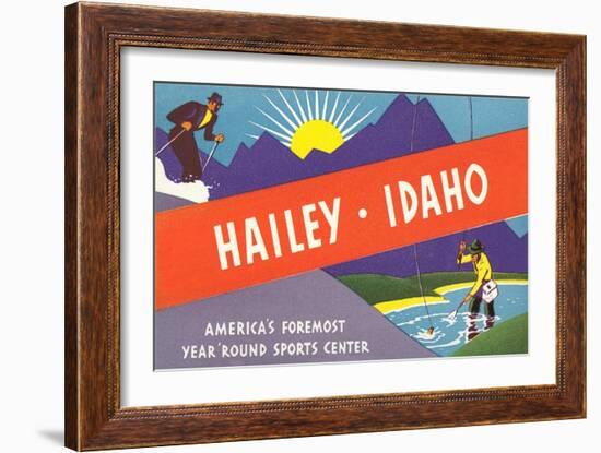 Travel Poster Hailey, Skiing, Fishing-null-Framed Art Print