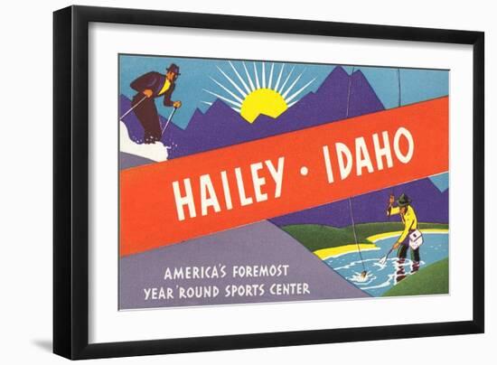 Travel Poster Hailey, Skiing, Fishing-null-Framed Art Print