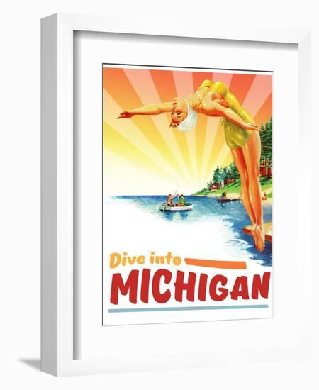 Travel Poster - Michigan-The Saturday Evening Post-Framed Giclee Print