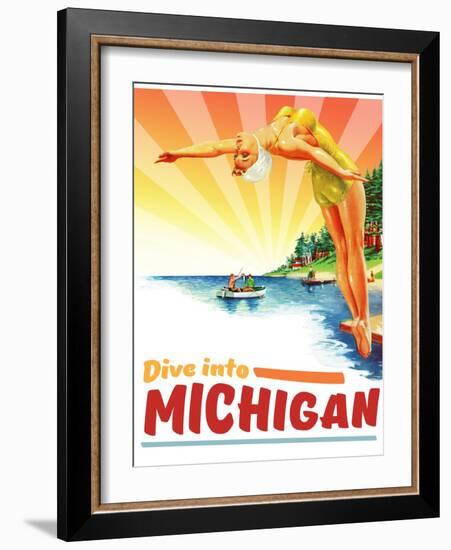 Travel Poster - Michigan-The Saturday Evening Post-Framed Giclee Print