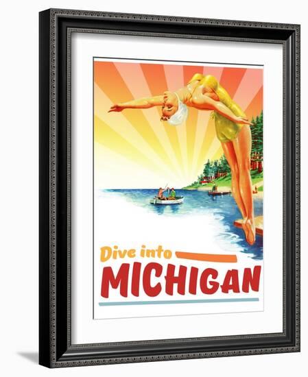 Travel Poster - Michigan-The Saturday Evening Post-Framed Giclee Print