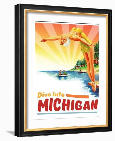 Travel Poster - Michigan-The Saturday Evening Post-Framed Giclee Print