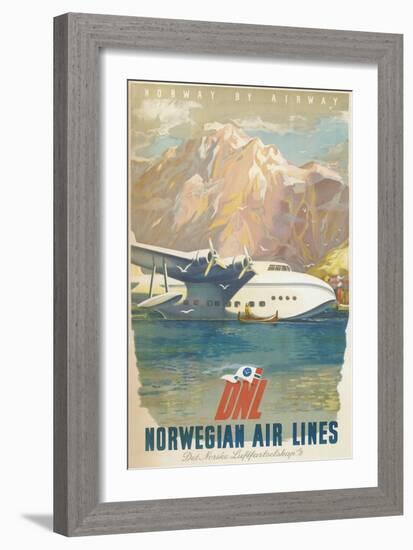 Travel Poster, Norwegian Air Lines-null-Framed Art Print