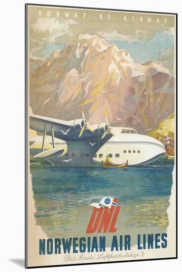 Travel Poster, Norwegian Air Lines-null-Mounted Art Print