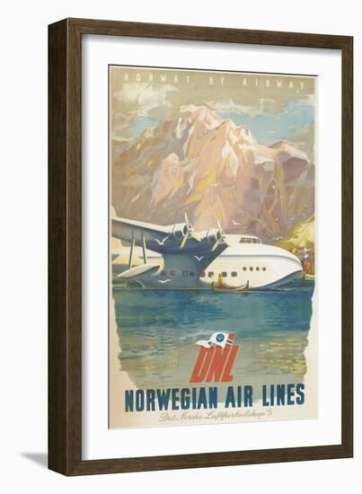 Travel Poster, Norwegian Air Lines-null-Framed Premium Giclee Print