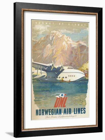 Travel Poster, Norwegian Air Lines-null-Framed Premium Giclee Print