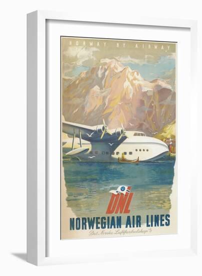 Travel Poster, Norwegian Air Lines-null-Framed Premium Giclee Print