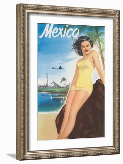 Travel Poster of Mexican Beach-null-Framed Art Print