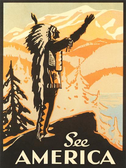 Travel Poster See America Native American Art Print Found Image Press Art Com