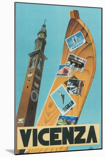 Travel Poster, Vicenza, Italy-null-Mounted Art Print