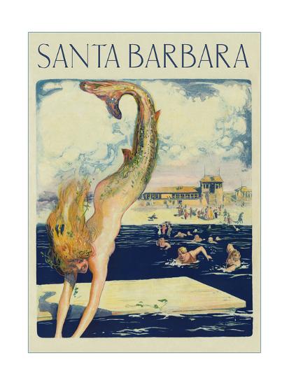 Travel Poster with Mermaid Art Print by | Art.com