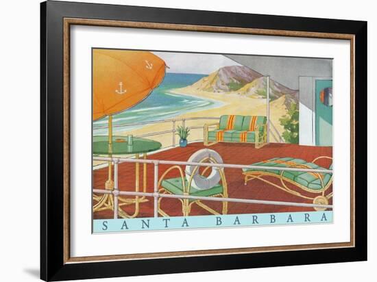 Travel Poster with Patio-null-Framed Art Print