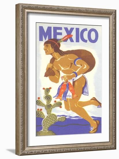 Travel Poster with Tarahumara Indian Running-null-Framed Art Print