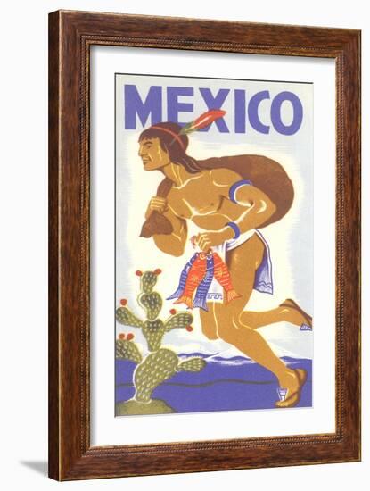 Travel Poster with Tarahumara Indian Running-null-Framed Art Print