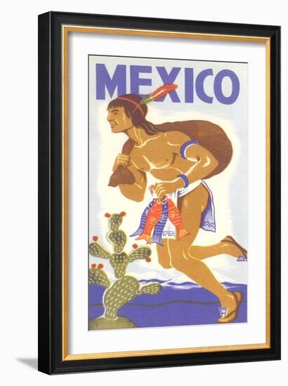 Travel Poster with Tarahumara Indian Running-null-Framed Art Print