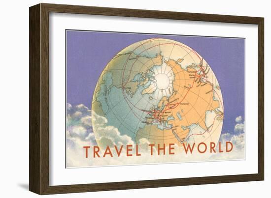 Travel the World, Globe with Routes-null-Framed Art Print