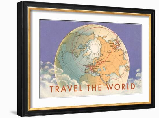 Travel the World, Globe with Routes-null-Framed Art Print