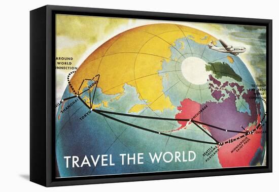 Travel the World, Routes to Asia-null-Framed Stretched Canvas