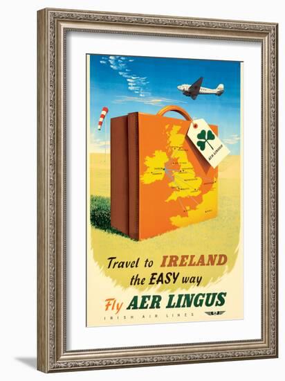 Travel to Ireland - Fly Aer Lingus, Vintage Airline Travel Poster, 1950s-Pacifica Island Art-Framed Art Print