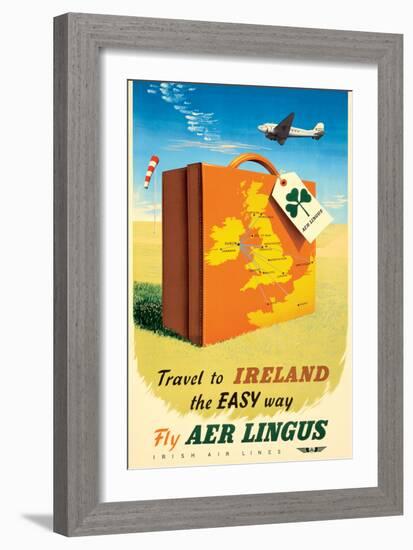 Travel to Ireland - Fly Aer Lingus, Vintage Airline Travel Poster, 1950s-Pacifica Island Art-Framed Art Print