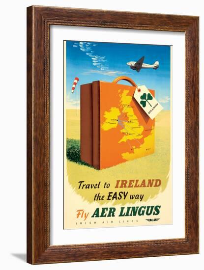 Travel to Ireland - Fly Aer Lingus, Vintage Airline Travel Poster, 1950s-Pacifica Island Art-Framed Art Print