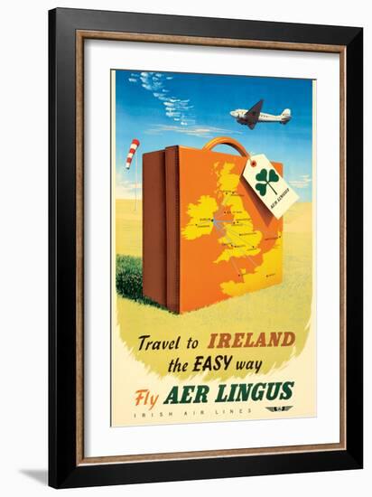 Travel to Ireland - Fly Aer Lingus, Vintage Airline Travel Poster, 1950s-Pacifica Island Art-Framed Art Print