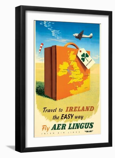 Travel to Ireland - Fly Aer Lingus, Vintage Airline Travel Poster, 1950s-Pacifica Island Art-Framed Art Print