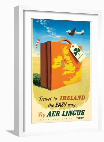 Travel to Ireland - Fly Aer Lingus, Vintage Airline Travel Poster, 1950s-Pacifica Island Art-Framed Art Print