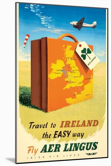 Travel to Ireland - Fly Aer Lingus, Vintage Airline Travel Poster, 1950s-Pacifica Island Art-Mounted Art Print