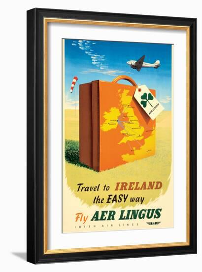 Travel to Ireland - Fly Aer Lingus, Vintage Airline Travel Poster, 1950s-Pacifica Island Art-Framed Art Print