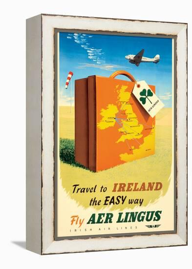 Travel to Ireland - Fly Aer Lingus, Vintage Airline Travel Poster, 1950s-Pacifica Island Art-Framed Stretched Canvas