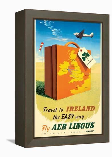 Travel to Ireland - Fly Aer Lingus, Vintage Airline Travel Poster, 1950s-Pacifica Island Art-Framed Stretched Canvas