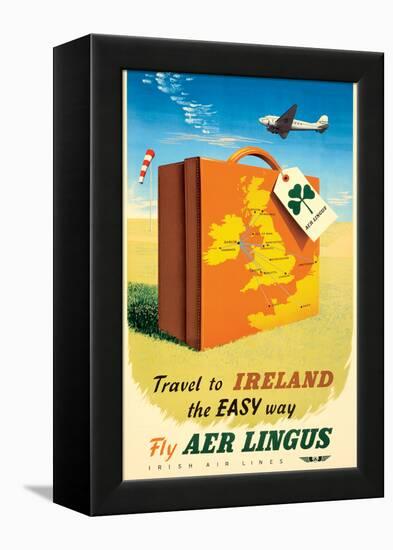 Travel to Ireland - Fly Aer Lingus, Vintage Airline Travel Poster, 1950s-Pacifica Island Art-Framed Stretched Canvas