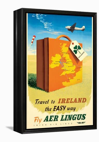 Travel to Ireland - Fly Aer Lingus, Vintage Airline Travel Poster, 1950s-Pacifica Island Art-Framed Stretched Canvas