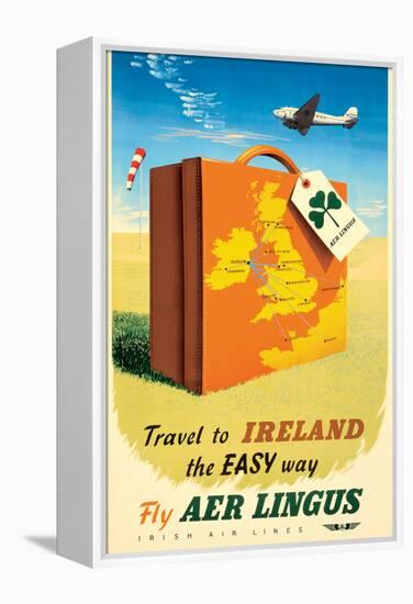 Travel to Ireland - Fly Aer Lingus, Vintage Airline Travel Poster, 1950s-Pacifica Island Art-Framed Stretched Canvas