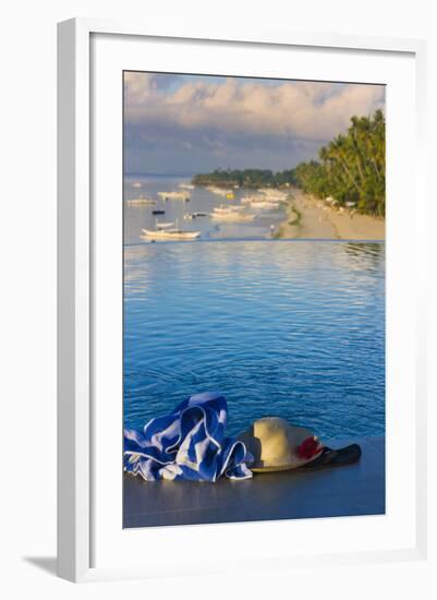 Travel, Towel and Straw Hat on the Beach, Bohol Island, Philippines-Keren Su-Framed Photographic Print