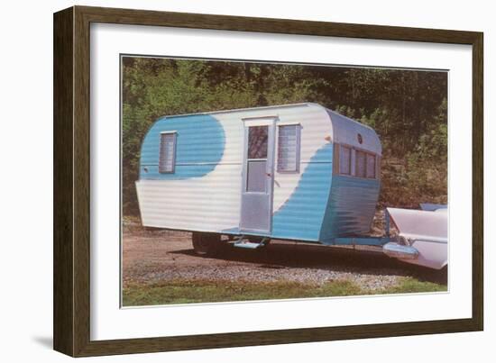 Travel Trailer Hooked to Car with Fins-null-Framed Premium Giclee Print