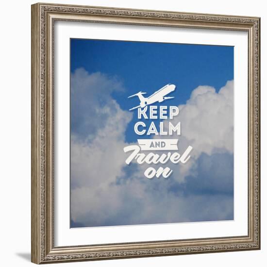 Travel Type Design with Clouds Background-vso-Framed Art Print