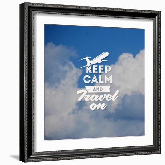 Travel Type Design with Clouds Background-vso-Framed Art Print