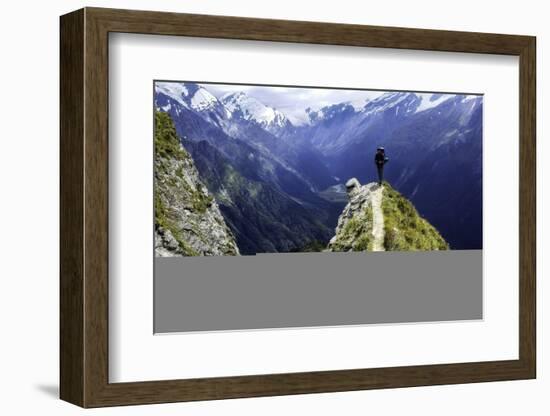 Traveler at the Edge of a Cliff with Amazing View behind Him-Ooriya Ron-Framed Photographic Print