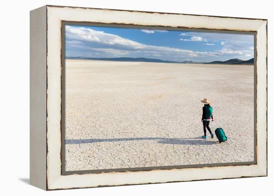 Traveler Rolls A Carry-On Suitcase, The Playa In The Alvord Desert Of SE Oregon-Ben Herndon-Framed Premier Image Canvas