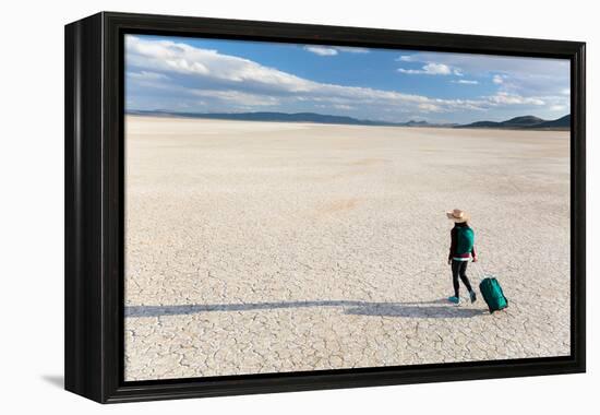 Traveler Rolls A Carry-On Suitcase, The Playa In The Alvord Desert Of SE Oregon-Ben Herndon-Framed Premier Image Canvas