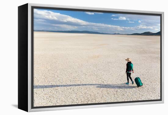 Traveler Rolls A Carry-On Suitcase, The Playa In The Alvord Desert Of SE Oregon-Ben Herndon-Framed Premier Image Canvas