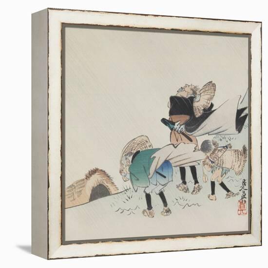 Travelers in a Storm-Shibata Zeshin-Framed Premier Image Canvas