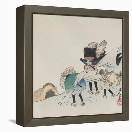 Travelers in a Storm-Shibata Zeshin-Framed Premier Image Canvas