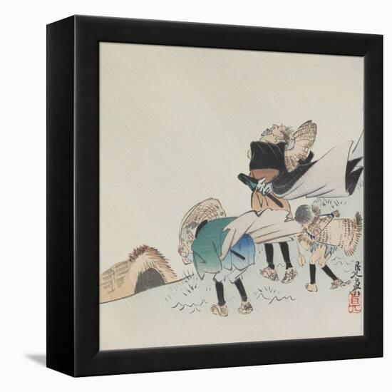 Travelers in a Storm-Shibata Zeshin-Framed Premier Image Canvas