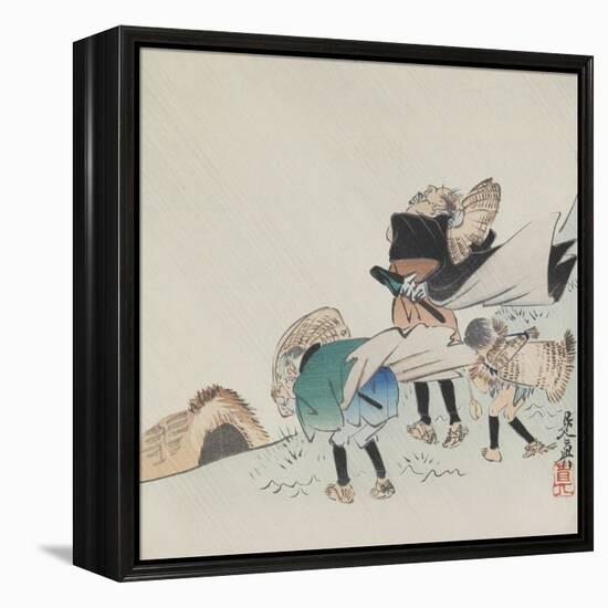 Travelers in a Storm-Shibata Zeshin-Framed Premier Image Canvas