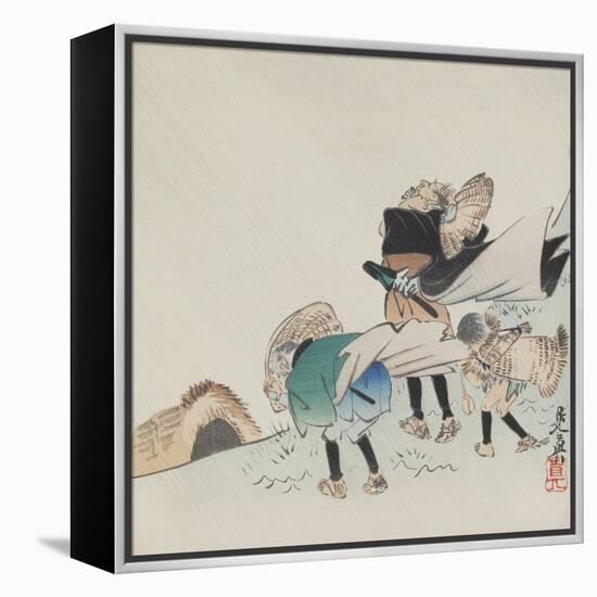 Travelers in a Storm-Shibata Zeshin-Framed Premier Image Canvas